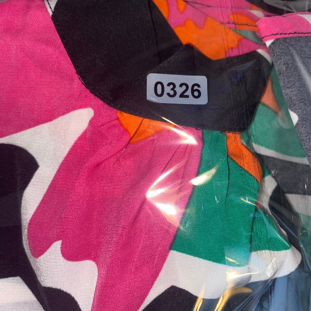 Floral Print High-Neck Blouse in Black, Pink & Orange - Picture 5 of 5